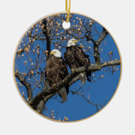 Ornement Rond En Céramique Paire d'aigle à tête blanche
