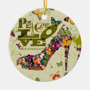 Ornement Rond En Céramique Paix, Amour et Mode. xo PJ.