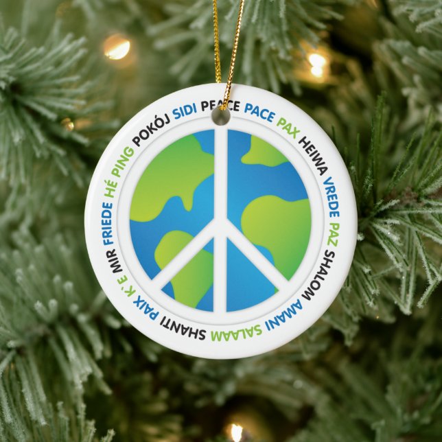 Ornement Rond En Céramique Paix mondiale (Arbre)