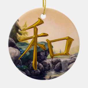 Ornement Rond En Céramique Paix - Symbole japonais - SRF