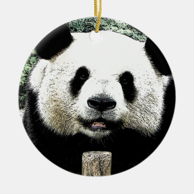 Ornement Rond En Céramique Panda (Devant)