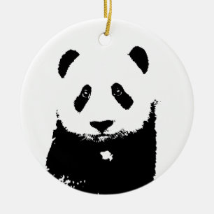Ornement Rond En Céramique Panda noir et blanc