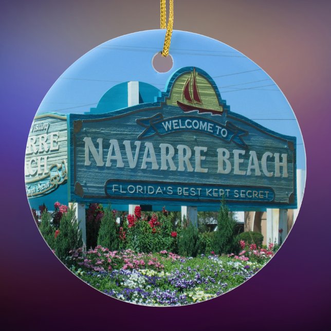 Ornement Rond En Céramique Panneau de bienvenue Navarre Beach Floride (Créateur téléchargé)