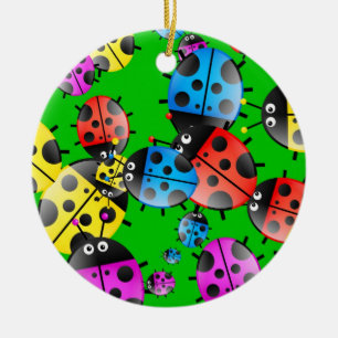 Ornement Rond En Céramique Papier peint de coccinelle