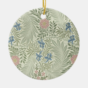 Ornement Rond En Céramique Papier peint floral de William Morris Larkspur