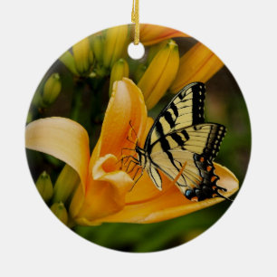 Ornement Rond En Céramique Papillon de machaon de Vieux Monde