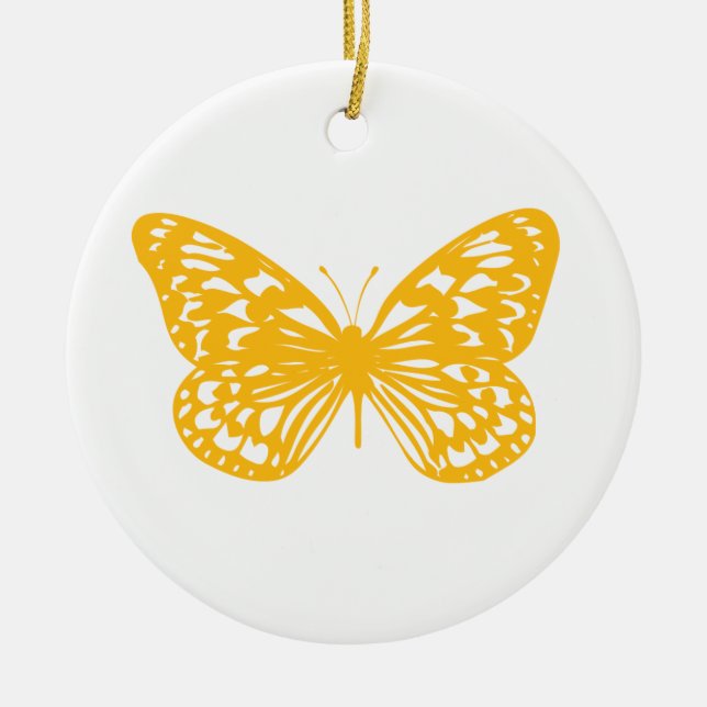 Ornement Rond En Céramique Papillon jaune (Devant)