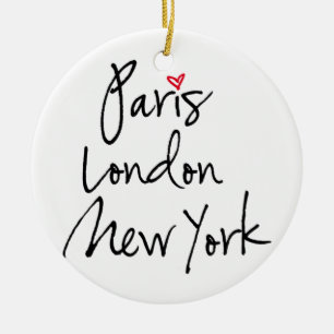 Ornement Rond En Céramique Paris, Londres, New York