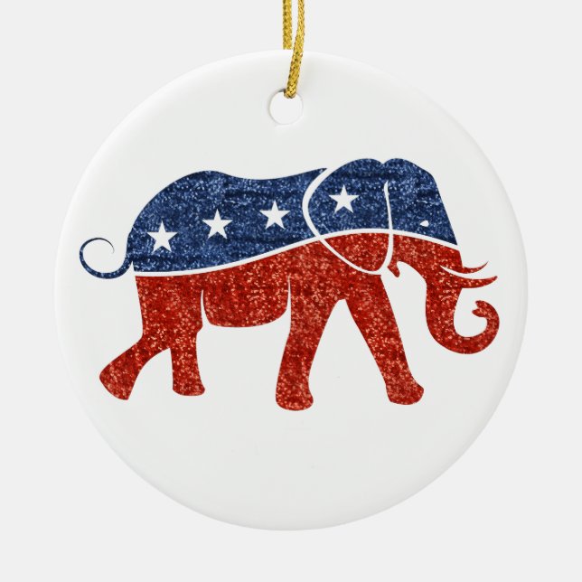 Ornement Rond En Céramique parties scintillant de l'éléphant républicain (Devant)
