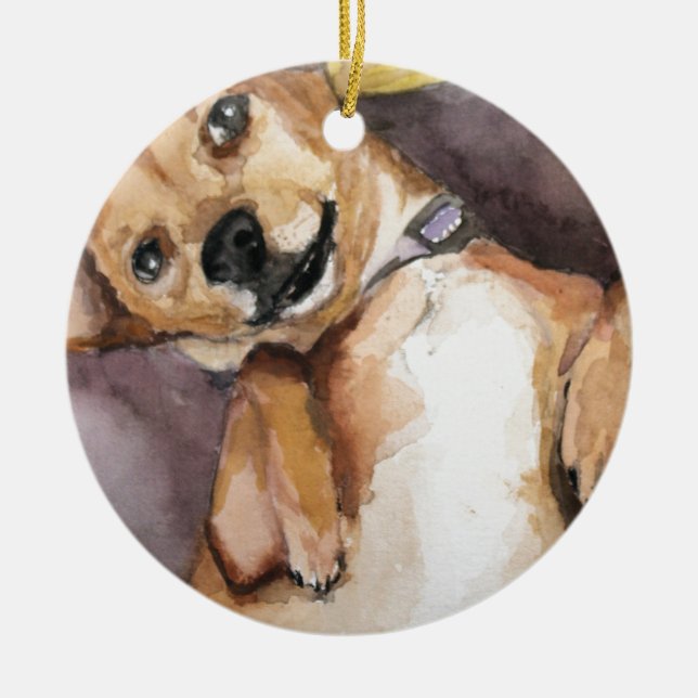 Ornement Rond En Céramique Pedro le Chiweenie (Devant)