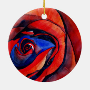 Ornement Rond En Céramique Peinture abstraite de rose rouge macro