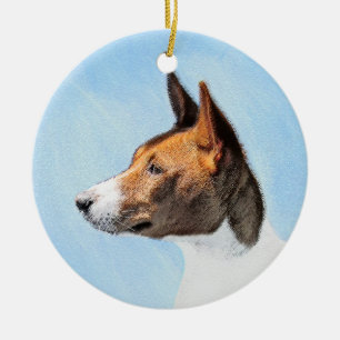 Ornement Rond En Céramique Peinture Basenji - Belle Art Original