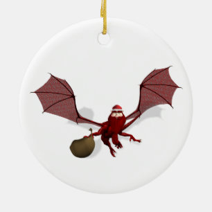 Ornement Rond En Céramique Père Noël Dragon