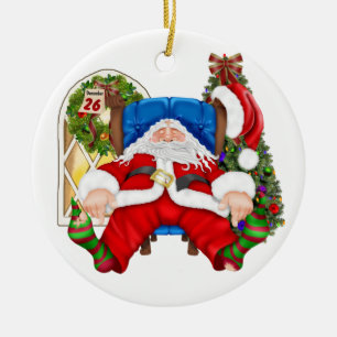 Ornement Rond En Céramique Père Noël fatigué - SRF