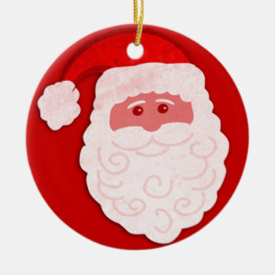Ornement Rond En Céramique Père Noël "Ho Ho Ho Joyeux Noël"