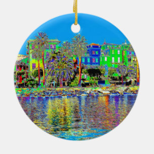 Ornement Rond En Céramique Père Noël Margherita Ligure - l'Italie
