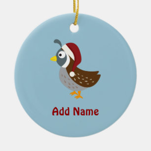 Ornement Rond En Céramique Père Noël Quail