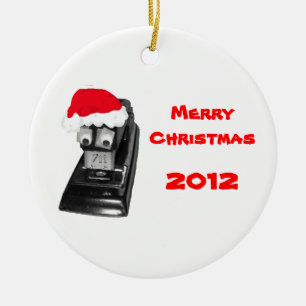 Ornement Rond En Céramique Père Noël Stapler Joyeux Noël 2010