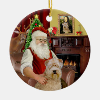 Ornement Rond En Céramique Père Noël-Wheaten Terrier