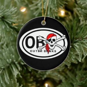 Ornement Rond En Céramique Personalisé OBX Crâne et Crossbones Pirate