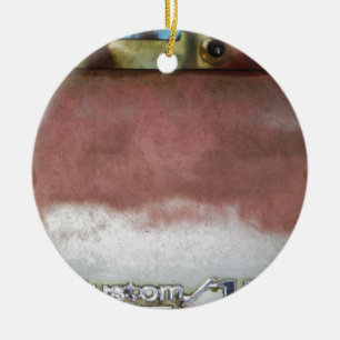 Ornement Rond En Céramique personnalisé de luxe rose et blanc