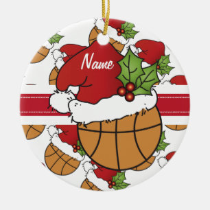 Ornement Rond En Céramique Personnaliser le basket-ball de Noël de Noël de No