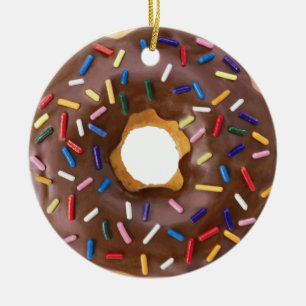 Ornement Rond En Céramique Personnalisez-le, beignet de chocolat