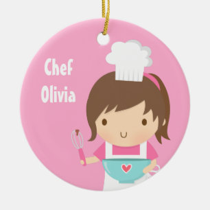 Ornement Rond En Céramique Petit décor mignon de pièce de filles de Baker de