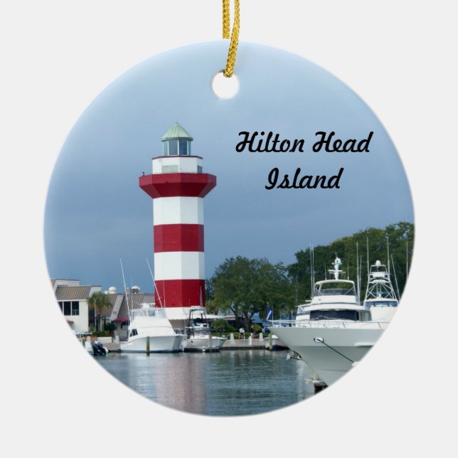 Ornement Rond En Céramique Phare de Hilton Head (Devant)