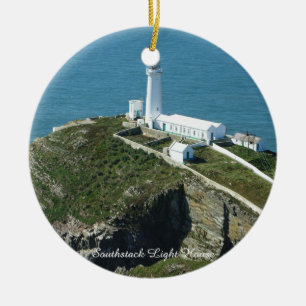 Ornement Rond En Céramique Phare de Southstack au Pays de Galles.