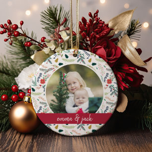 Ornement Rond En Céramique Photo Joyeux Foliage