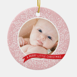 Ornement Rond En Céramique PHOTO VACANCES ORNAMENT mignon feuillage d'hiver r