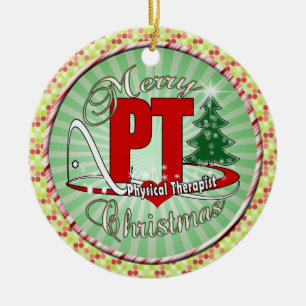 Ornement Rond En Céramique Physiothérapeute de pinte de NOËL