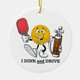 Ornement Rond En Céramique PIckleball/golf : Dink et commande