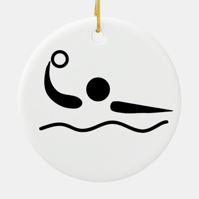 Ornement Rond En Céramique Pictogramme de Waterpolo de polo d'eau (Dos)