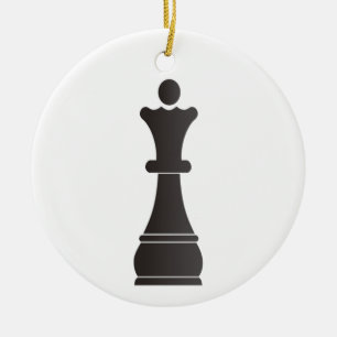 Ornement Rond En Céramique Pièce d'échecs noire de reine