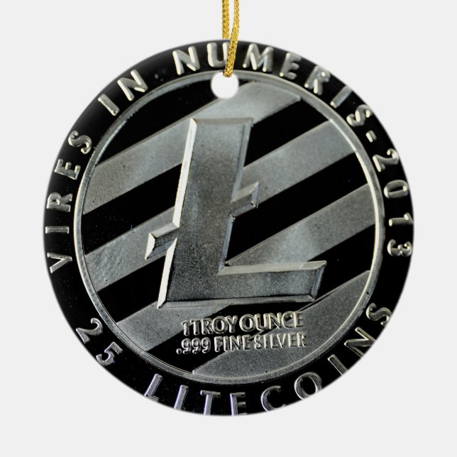 Ornement Rond En Céramique pièces de monnaie de litecoin (Devant)