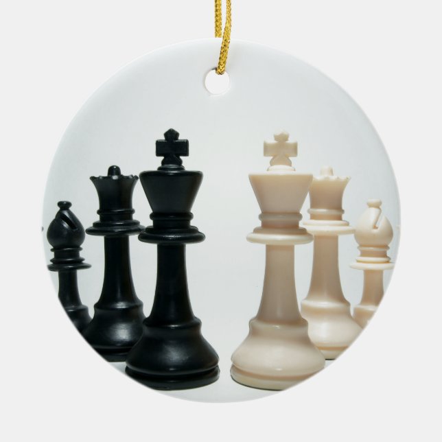 Ornement Rond En Céramique Pièces d'échecs (Devant)