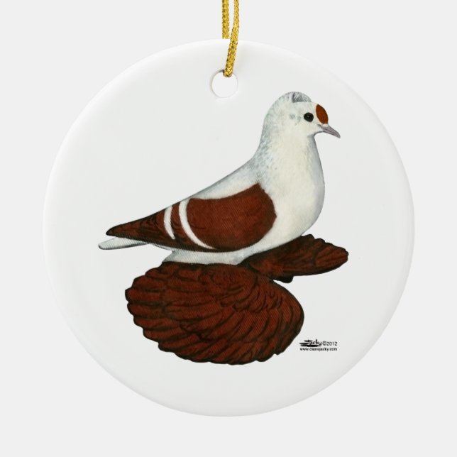 Ornement Rond En Céramique Pigeon à aile rouge (Devant)