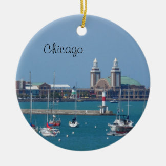 Ornement Rond En Céramique Pilier de marine de Chicago