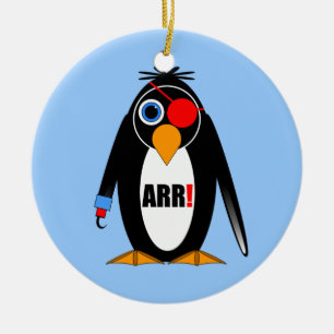 Ornement Rond En Céramique pirate de pingouin