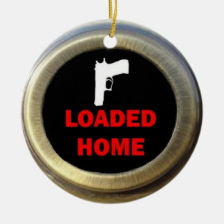 Ornement Rond En Céramique Pistolet chargé à la maison
