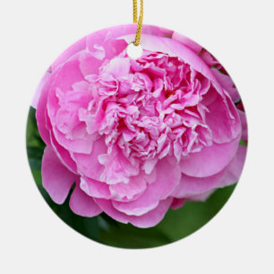 Ornement Rond En Céramique Pivoine rose