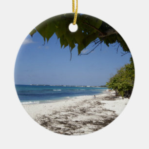 Ornement Rond En Céramique Plage de Grand Cayman