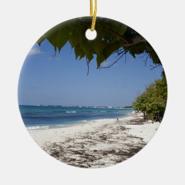 Ornement Rond En Céramique Plage de Grand Cayman (Devant)