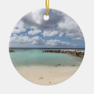 Ornement Rond En Céramique Plage sur l'île de Palm - Aruba