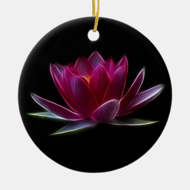 Ornement Rond En Céramique Plante aquatique de fleur de Lotus (Devant)