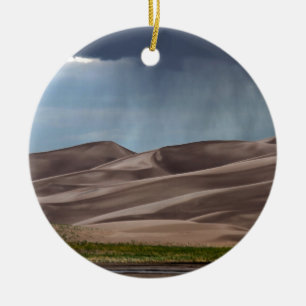 Ornement Rond En Céramique Pluie sur les grandes dunes de sable