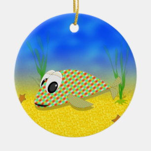 Ornement Rond En Céramique Poisson Carton mignon
