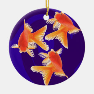 Ornement Rond En Céramique Poisson rouge